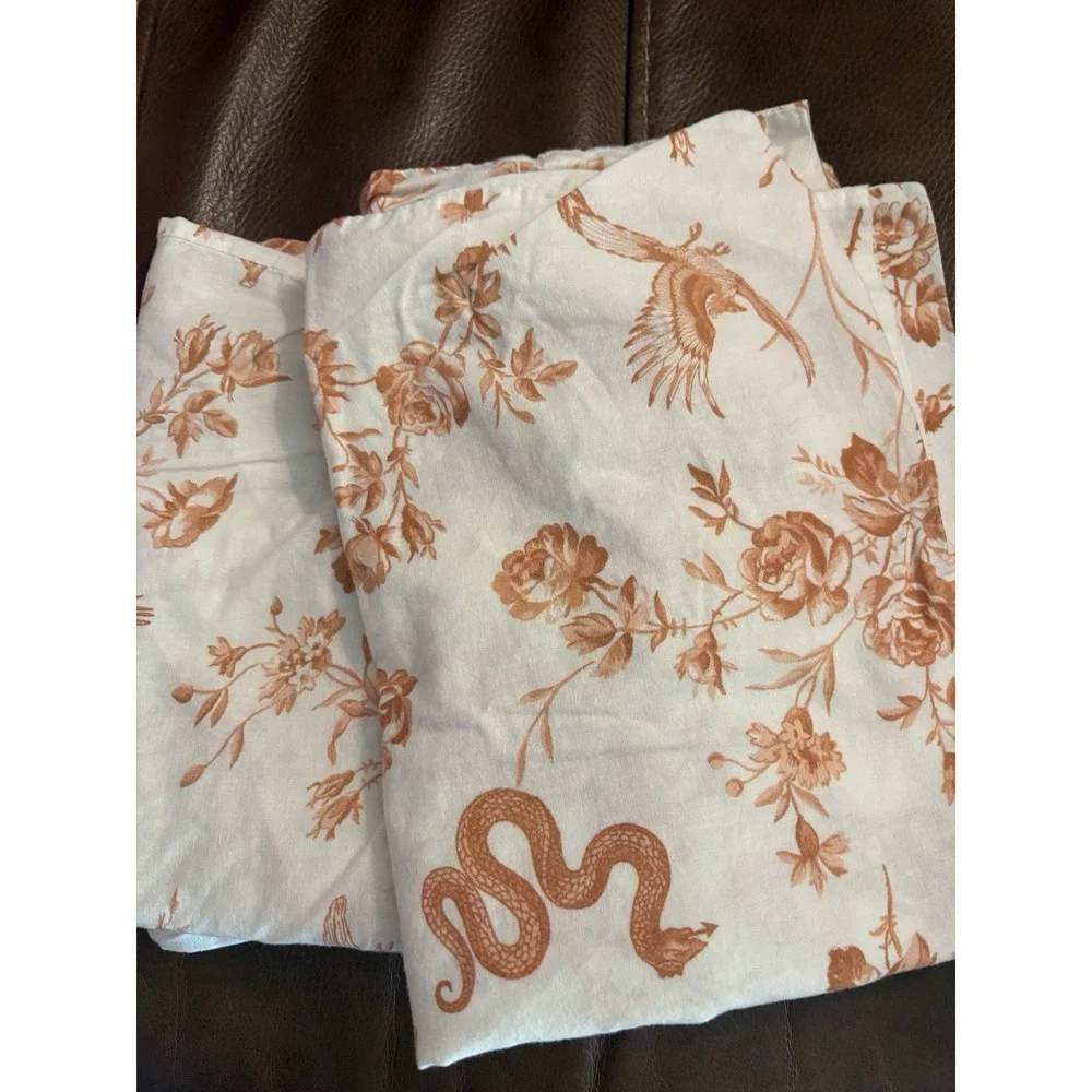 Urban Outfitters deep orange cream color Pillowcase Set  Standard Size Birds